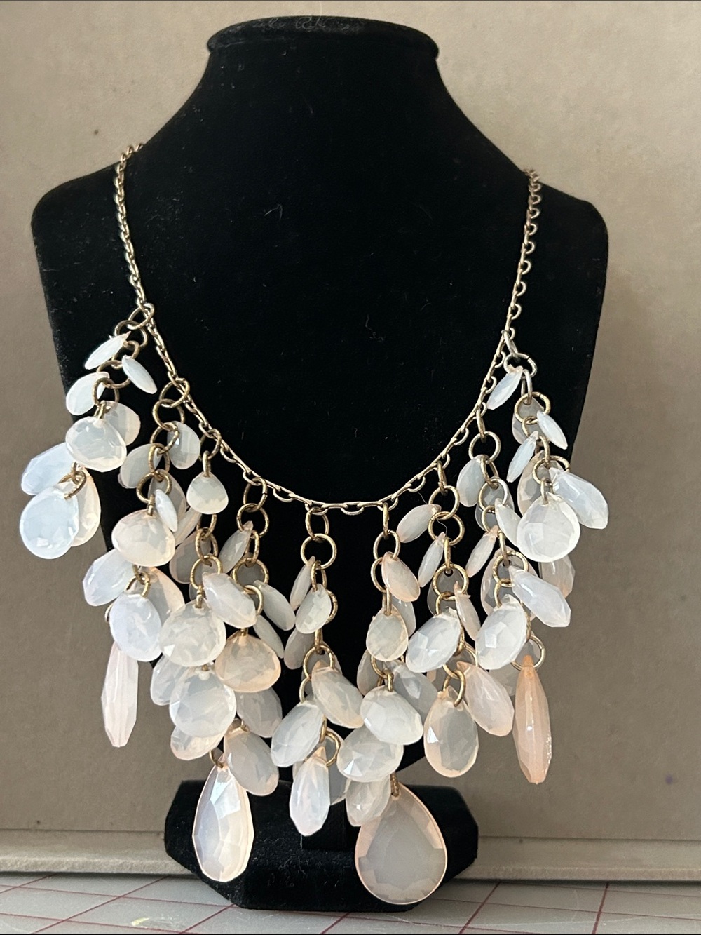 Chunky White Teardrop Statement Necklace